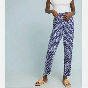 Anthropologie Scalloped Beaded Blue Jogger Pants